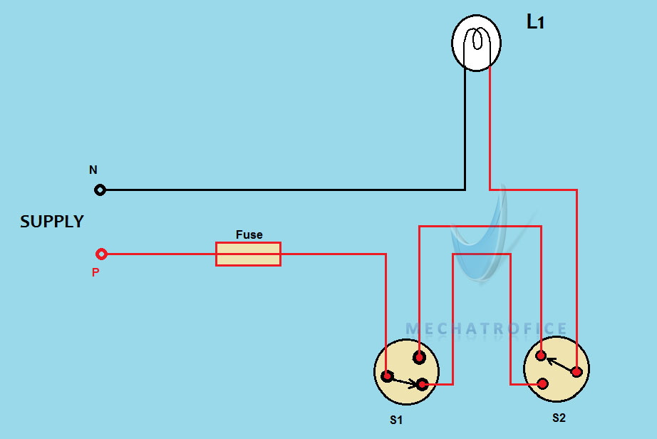 Staircase Wiring circuit diagram & working