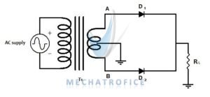 center tap rectifier circuit, full wave center tap rectifier circuit diagram