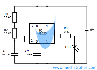Portal følelse hjul LED Flasher Circuits Using 555 Timer IC