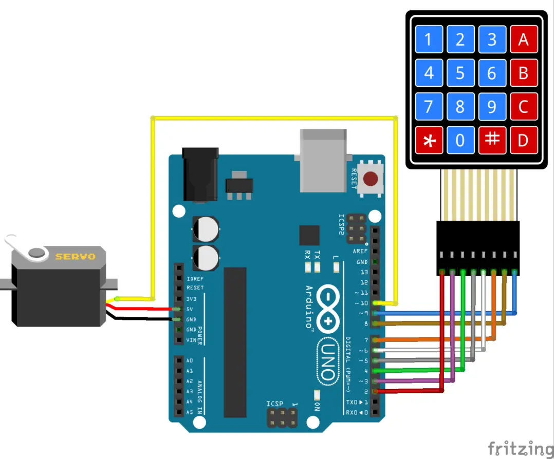 Servo Control Using Keypad Arduino Code And Circuit