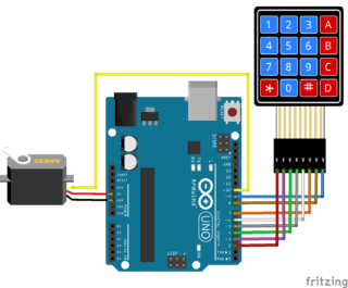 Servo control using Keypad Arduino code & circuit