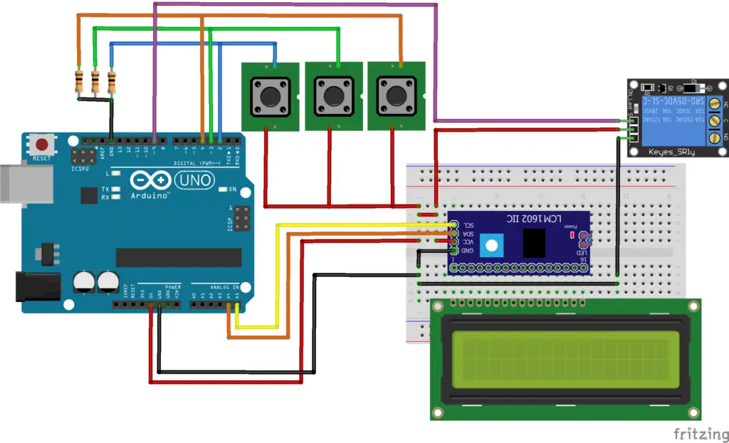 Timer Relay and LCD Arduino