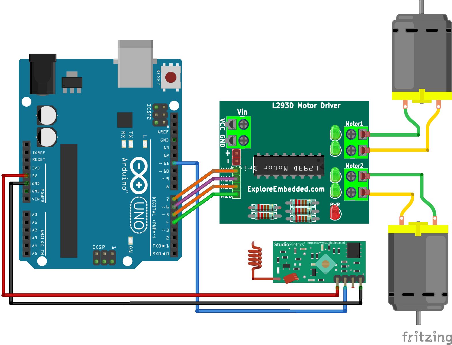 Rf Remote Controlled Robot Using Ask Module And Arduino